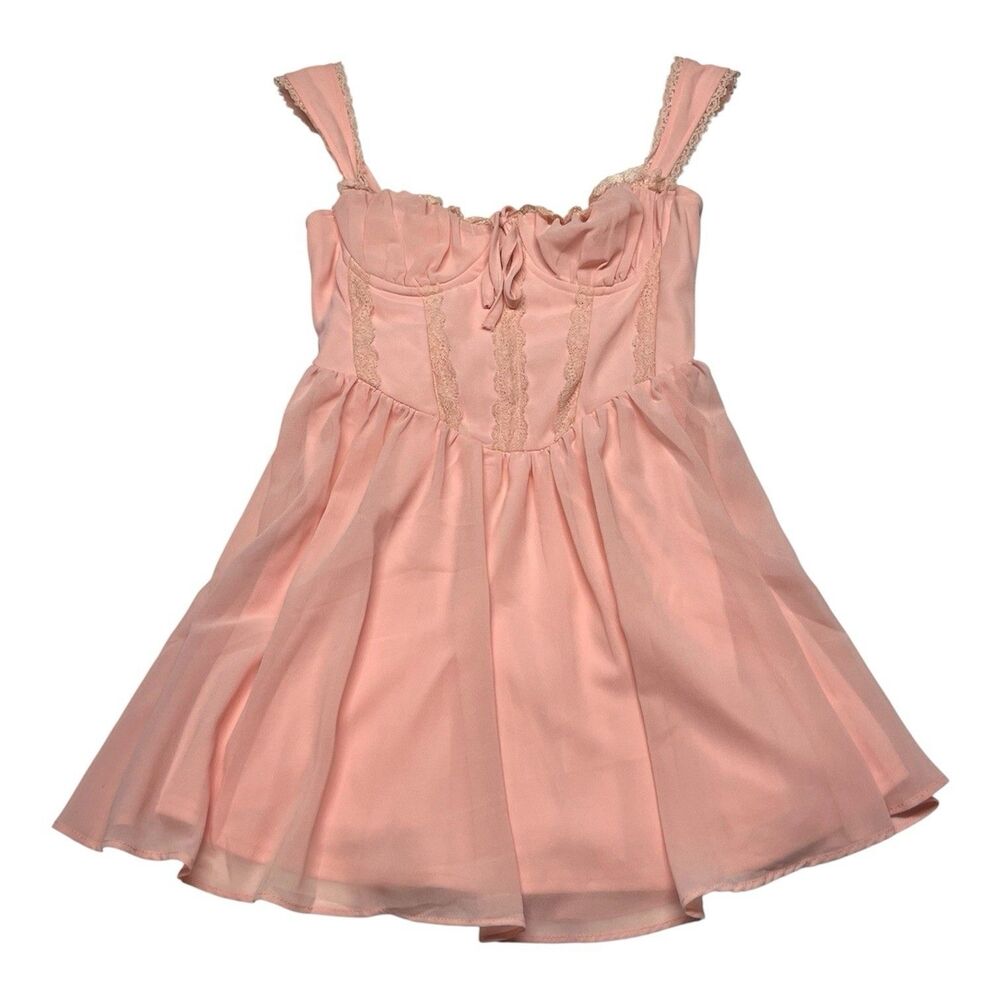 Windsor Pink Dress Corset Style With Lace baby doll Sweetheart